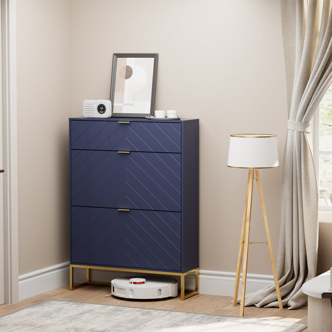 Canora Grey 16 Pair Shoe Storage Cabinet Blue 16