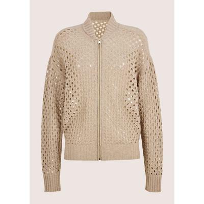 Strickjacke MADELEINE "Cardigan Moderne Strickjacke mit Lochmuster", Damen, Gr. 36/38, beige, Obermaterial: 35% Polyamid PA. 30% Viskose CV. 30% Wolle mw. 5% Kaschmir WS., Modern, Strickjacken Strickjacke, Allover-Lochmuster