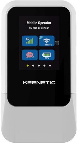 Keenetic Router  Roamer 5G (KN-5210) 5G Hotspot com Wi-Fi 6   Branco   Cinzento
