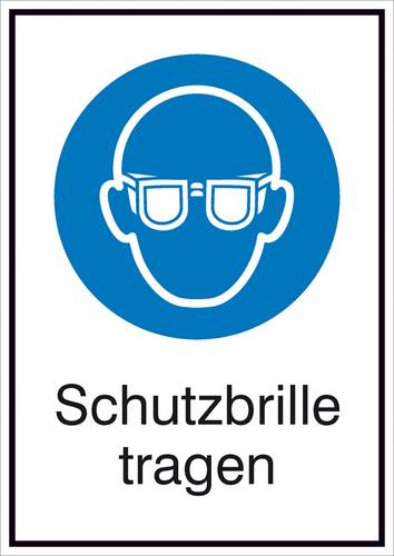 Gebotsschild Schutzbrille benutzen, Hygiene und Abstand Aluminium (B x H) 262mm x 371mm ISO 7010 1St.