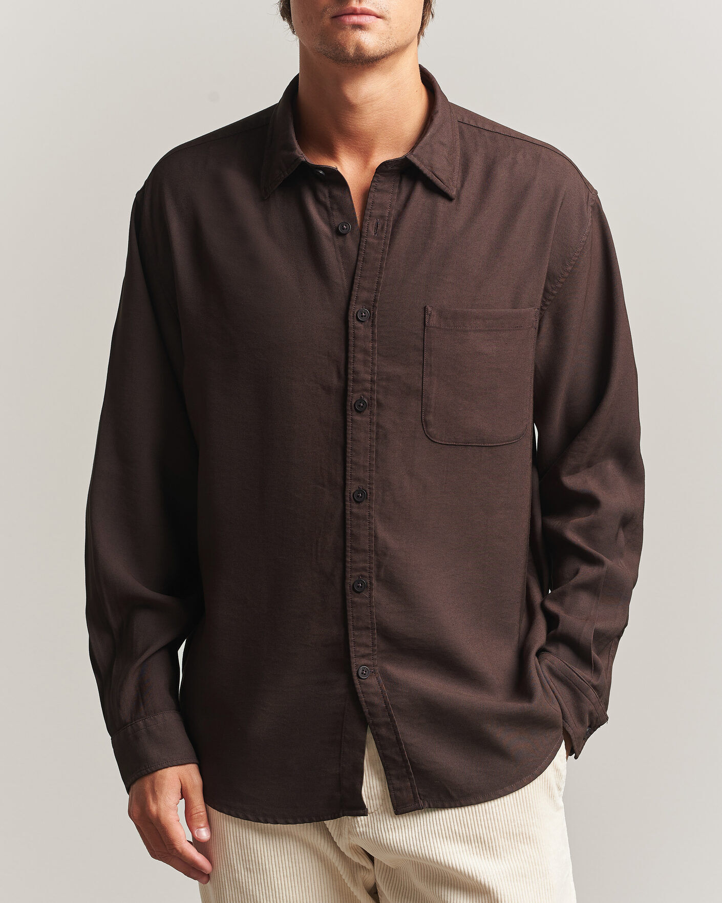 NN07 Deon Viscose Shirt Deep Truffle men M Brun