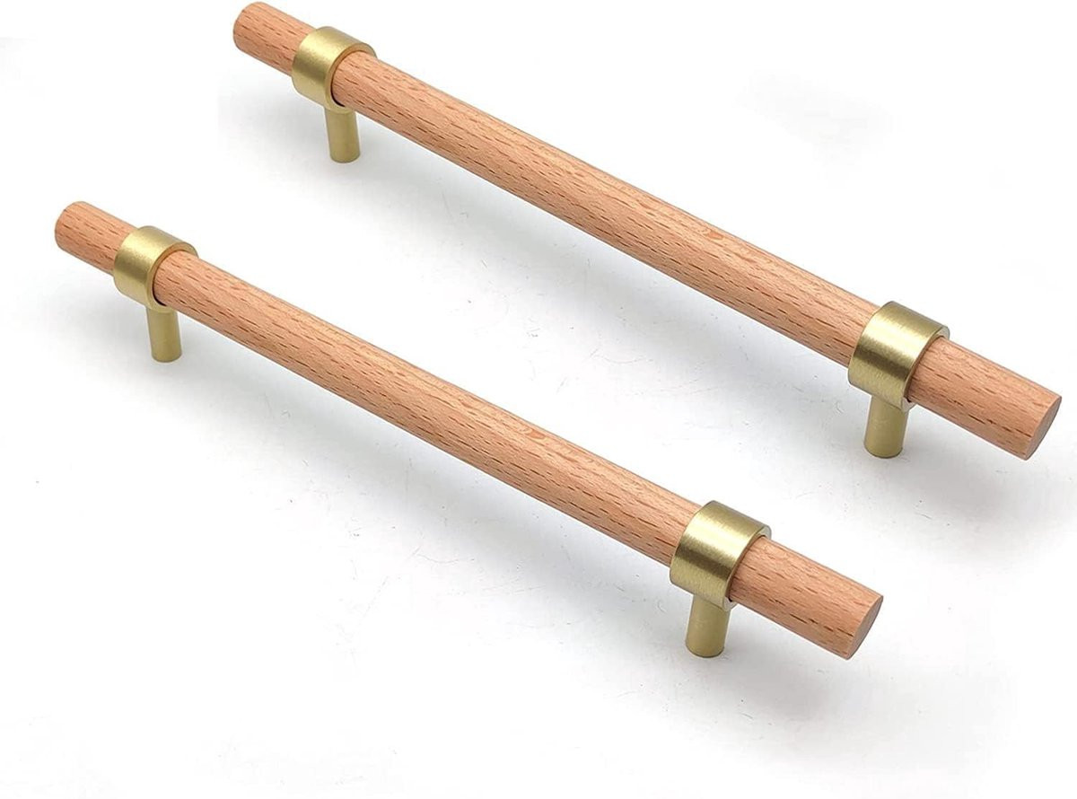 Set van 6 duurzame houten keukenkast handgrepen van 160 mm