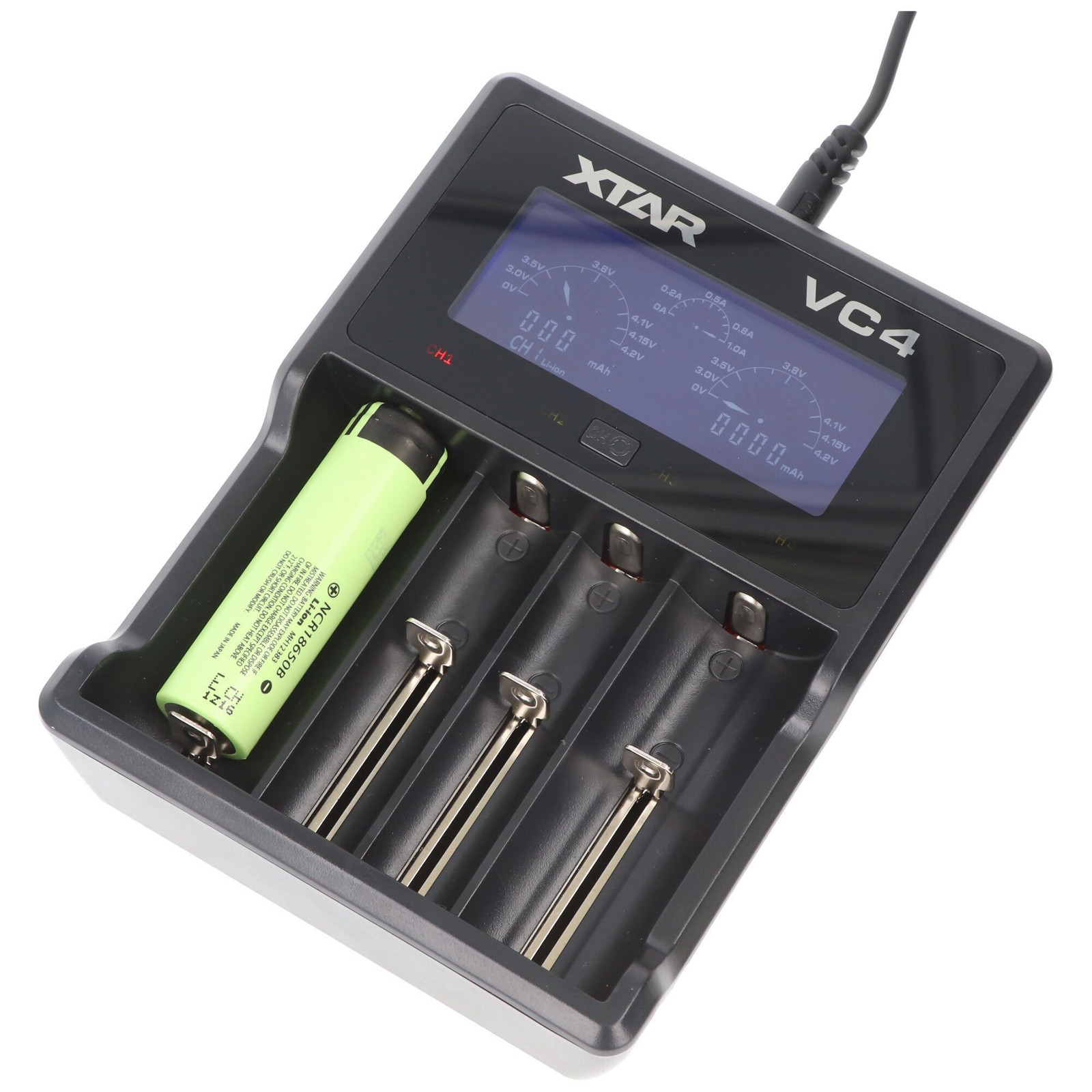 Panasonic 18650 Li-ion batterij met 4-way USB snellader 3400mAh