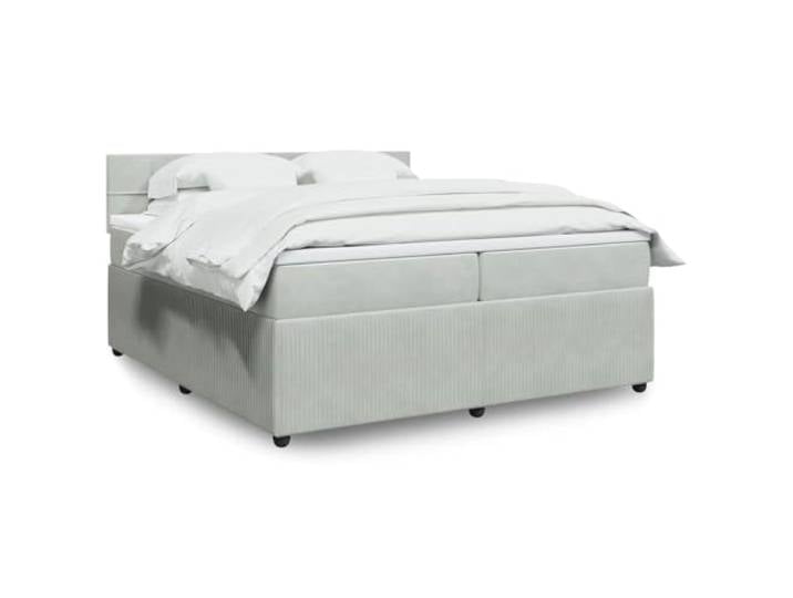RJPLMFV Lattenrost, Matratze, Taschenfedern, 200 x 200 cm, Grau Weicher Velours, abnehmbarer und waschbarer Bezug, individuelle Unterstützung, reduziert Bewegungen