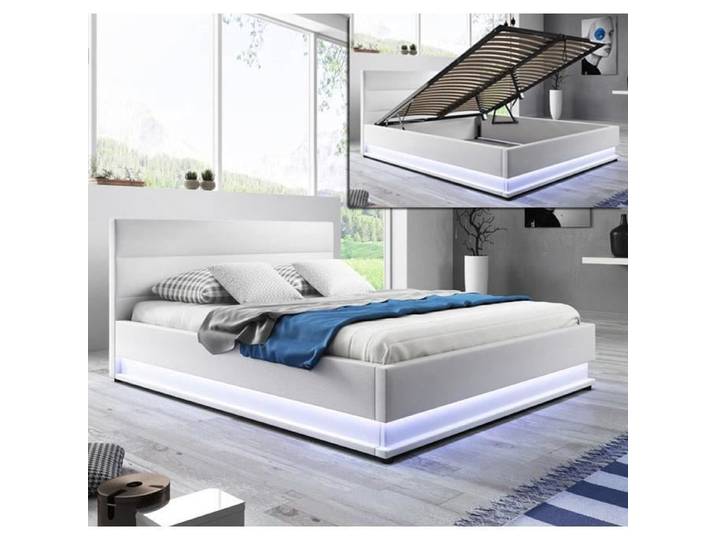 Lit coffre - Nitas - Blanc - 180x200cm - Design contemporain - 2 places