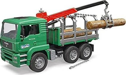 Bruder - MAN TGA Holztransport-LKW mit Ladekran und 3 Baumstämmen
