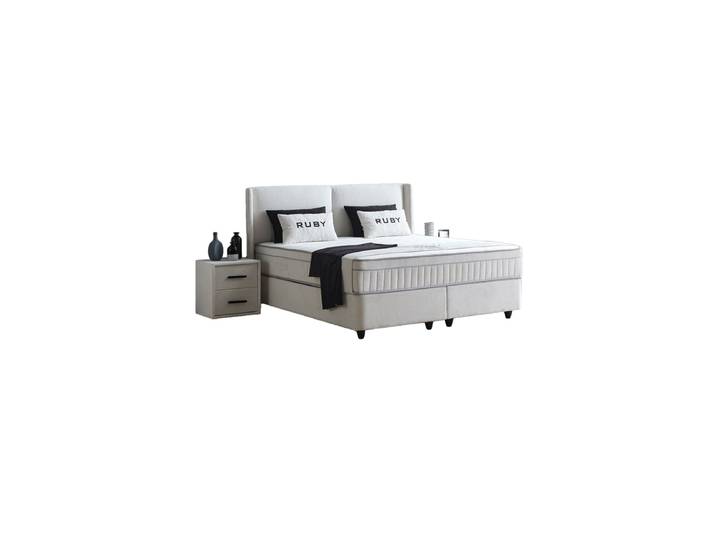 Premium Boxspringbett „Ruby“ inkl. Matratze & Topper Hellgrau 160 x 200 cm BEDS SUPPLY