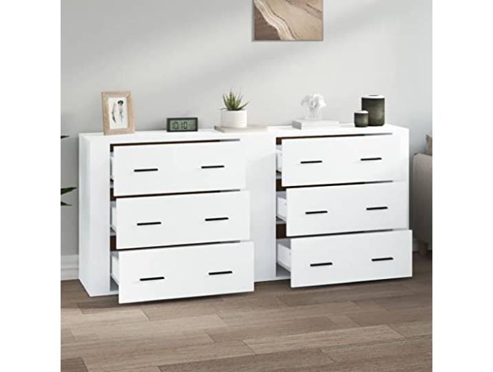 KTHLBRH Sideboards 2 Stück weiß mehrschichtiges Holz 80 x 33 x 70 cm Aufbewahrungsschrank, großer Raum, Ausstellungsfläche, einfache Montage