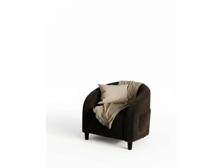 IDEALHOUSE Moderner Barrel-Akzentstuhl - Bouclé/Fleece, gepolsterte Armlehnen - bequemer Sitz, stabile Beine - Lounge-/Lesesessel, Farbe: Schwarz