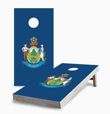 Skip's Garage Maine State Flag Regulation 2x4 Cornhole Game Set