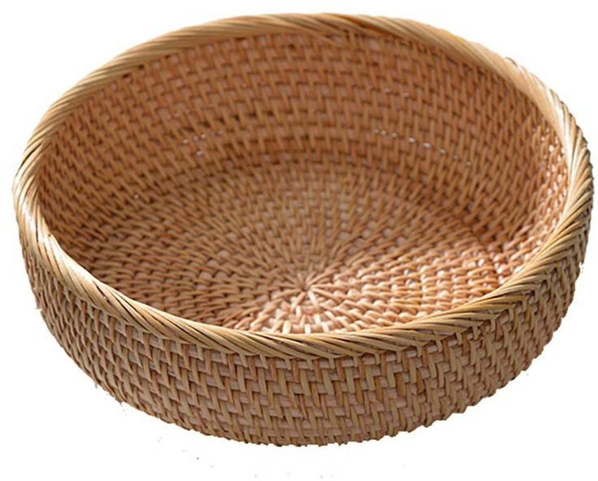 Dailygoods Handgeweven Rattan Opbergmand met Open Weave, Natuurlijk Riet, Stapelbaar