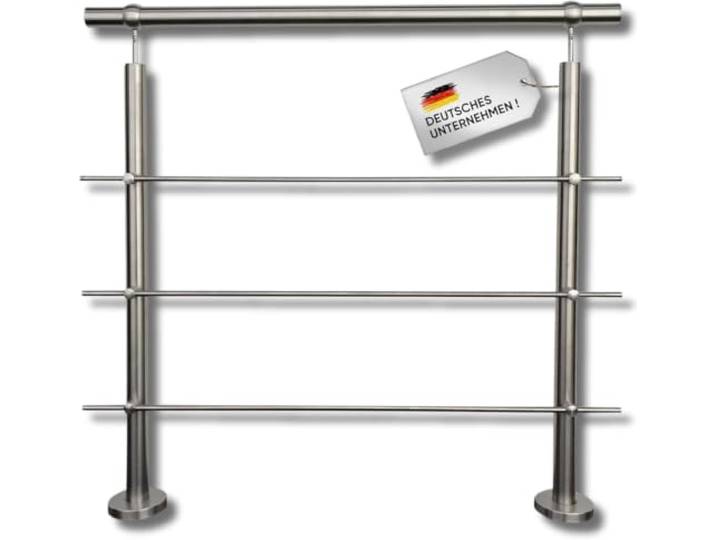 Buchetmann2 Treppengeländer Aufgesetzte Montage 2200 mm mit 5 Querstäbe V2A rostfrei, Terrassengeländer, für außen & innen, Absturzsicherung 1 m, mit Querstäben, am Stück bis 6 m, Made in Germany
