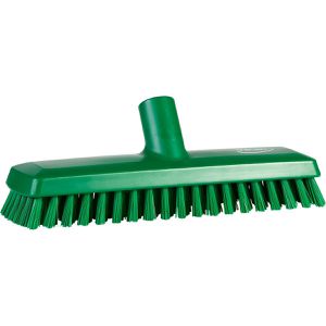 Vikan Schrubber mit Wasserdurchlauf, 27cm, mit Gewinde, harte Kunststoffborsten, grün