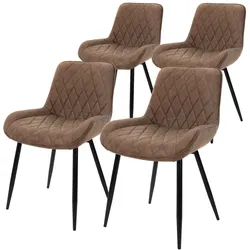 ML-Design Esszimmerstuhl 4er Set Braun, Kunstleder, Metallbeine, ergonomisch gepolstert für Esszimmer & Wohnzimmer