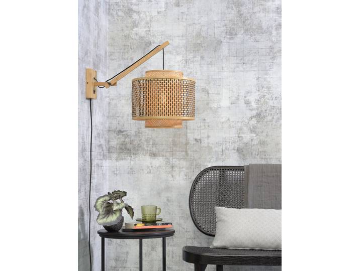 Wandleuchte Bhutan Typ B Ø 40cm Beige/Beige/Schwarz Material: Bambus E27