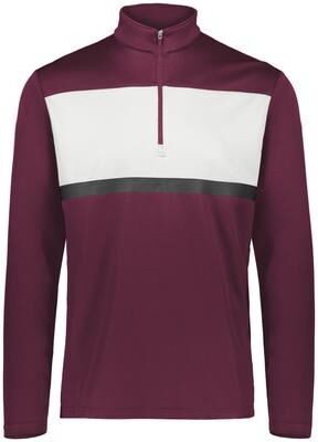Holloway 222591 Prism Bold 1/4 Zip Pullover T-Shirt in Maroon/White size 2XL   Polyester