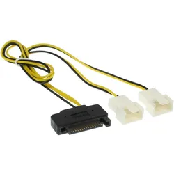 INLINE SATA Strom-Y-Kabel, SATA Buchse an 2x Lüfter (2pol) Stecker, 0,3m
