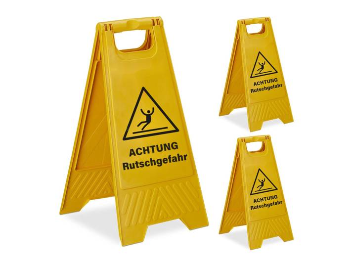 Achtung Rutschgefahr Aufsteller 3er-Set Gelb-Schwarz