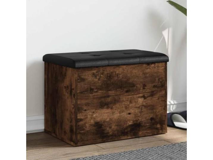 VIHHQGC Sitzbank mit Stauraum Räuchereiche 62x42x45 cm Holzwerkstoff Gepolstertes Sitzkissen, stabile Scharniere, belastbar bis 110 kg, Flur, Wohnzimmer, Aufbewahrung