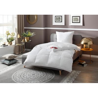 RIBECO "Bettdecke extra prall in 135x200 und 155x220cm Topseller," extrawarm Füllung 100% Federn 1 Stk. tlg. Bettdecke, extra warm, Made in Germany, mit gratis 80x80 cm Kissen