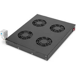 Digitus DN-19 FAN-4-HO-SW Einschubbelüftungseinheit 4 Lüfter, schwarz, Serverschrank Zubehör, Schwarz