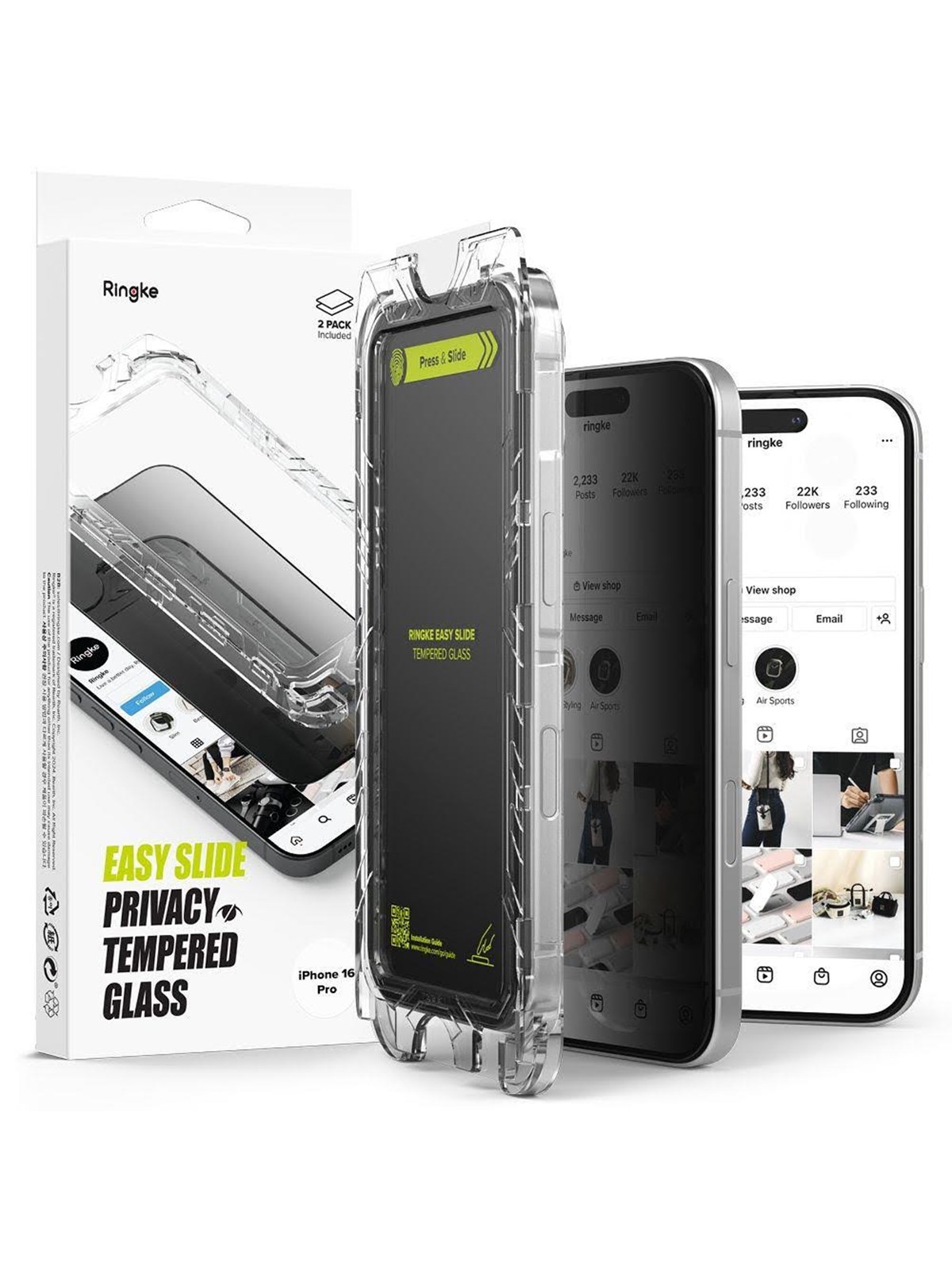 Ringke Easy Slide 2-pack Privacy Glass for iPhone 16 Pro