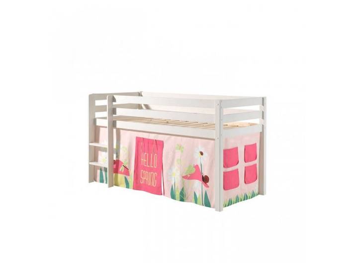 Lit mi-hauteur Charlotte en pin massif avec tente de lit Spring - Vipack