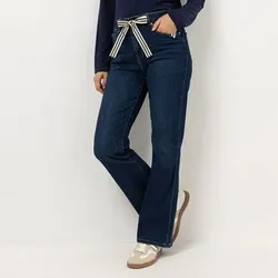 STRANDFEIN Jeanshose lange Form Logo-Applikation weites Bein