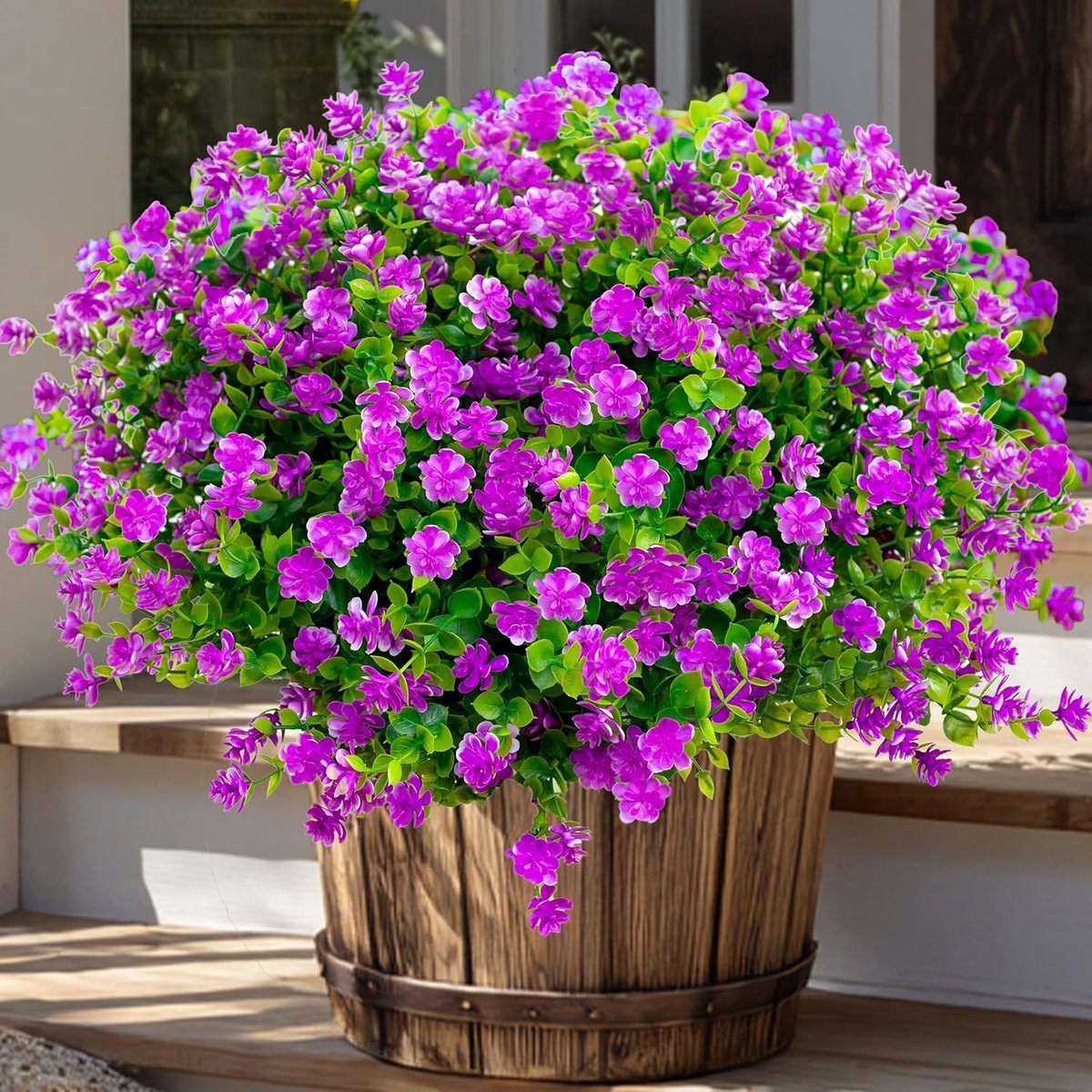 SnelShoppen Set van 12 UV-bestendige Kunstbloemen voor Buiten - Magenta Bundels Nep Buitenplanten
