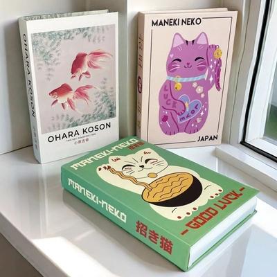 Uplift Treasures Lucky Cat Ukiyoe Decorative Book Storage Box 14 open