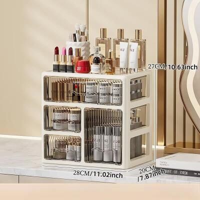 Inspired Finds Cream Glow Multi Tier Cosmetic Organizer With Drawers 3 Layers 4 Drawer 2