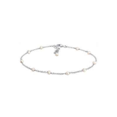 Fußkette ELLI "Fußkette mit Süßwasserzuchtperle 925 Silber", silber, Fußketten, Damen, 22cm