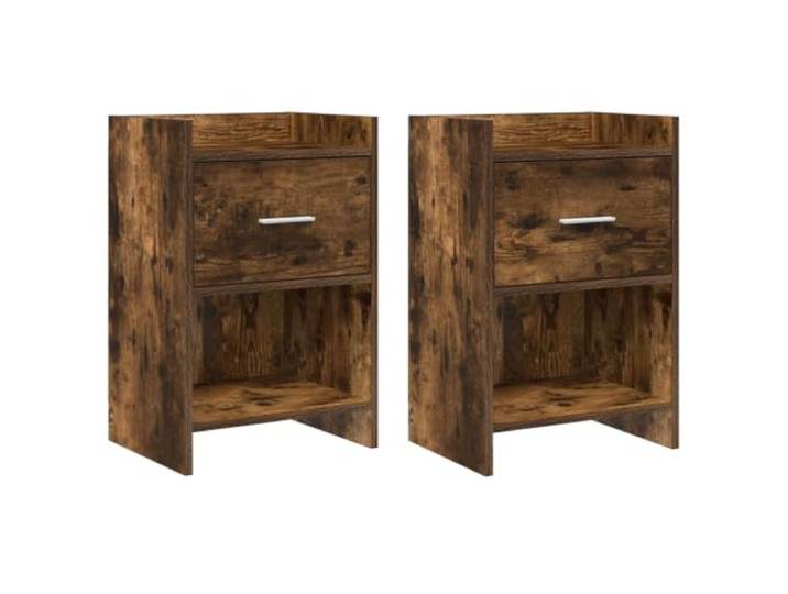 KGTKGTYER Nachttisch 2 STK. Holzwerkstoff Nachtschrank, Geräucherte Eiche Mit Schublade & Regal, Metallgriffe, Kompaktes Design, Pflegeleicht