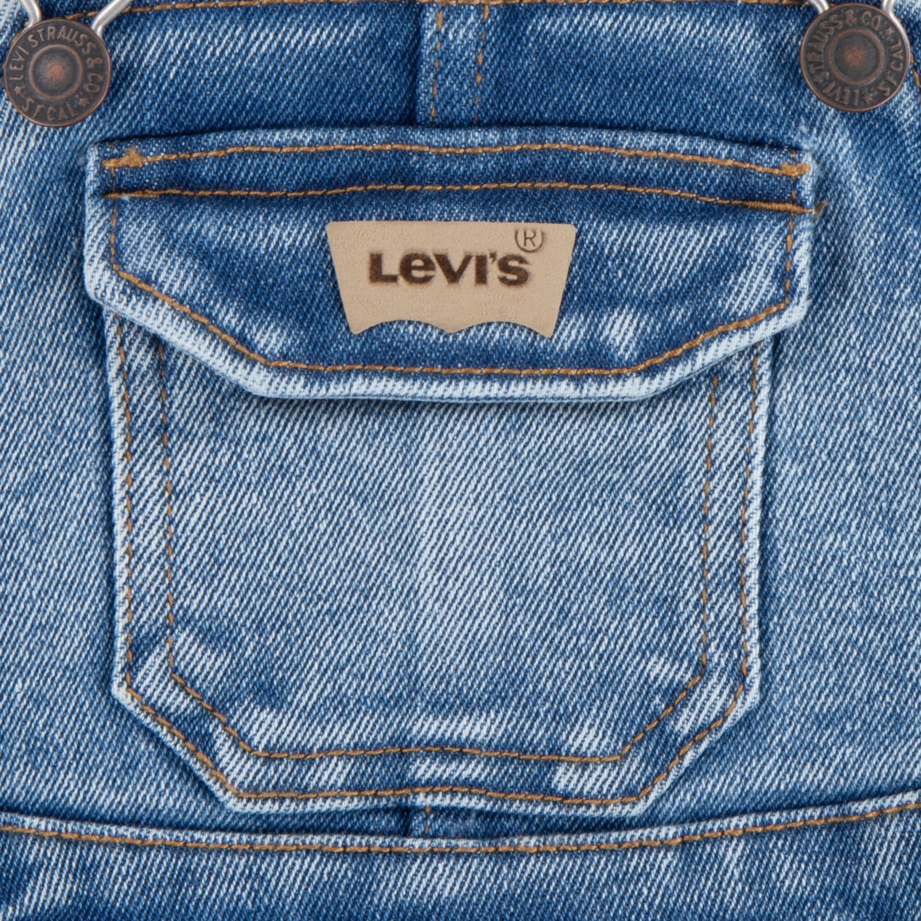 Overall LEVI'S KIDS "LOOSE FIT CARGO OVERALL", Jungen, Gr. 6M68, N-Gr, blau (good grades), Denim/Jeans, Obermaterial: 62% Baumwolle, 31% Polyester, 5% Viskose, 2% Elasthan, unifarben, loose fit, Overalls Overall, im Cargo-Design good grades 6M68, N-Gr
