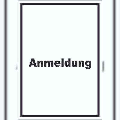 HB-Druck Anmeldung Aufkleber mit Text Aufnahme hochkant A1 (594x841mm)