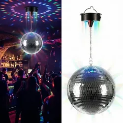 Relaxdays Discokugel mit Motor & Licht Schwarz,Silber