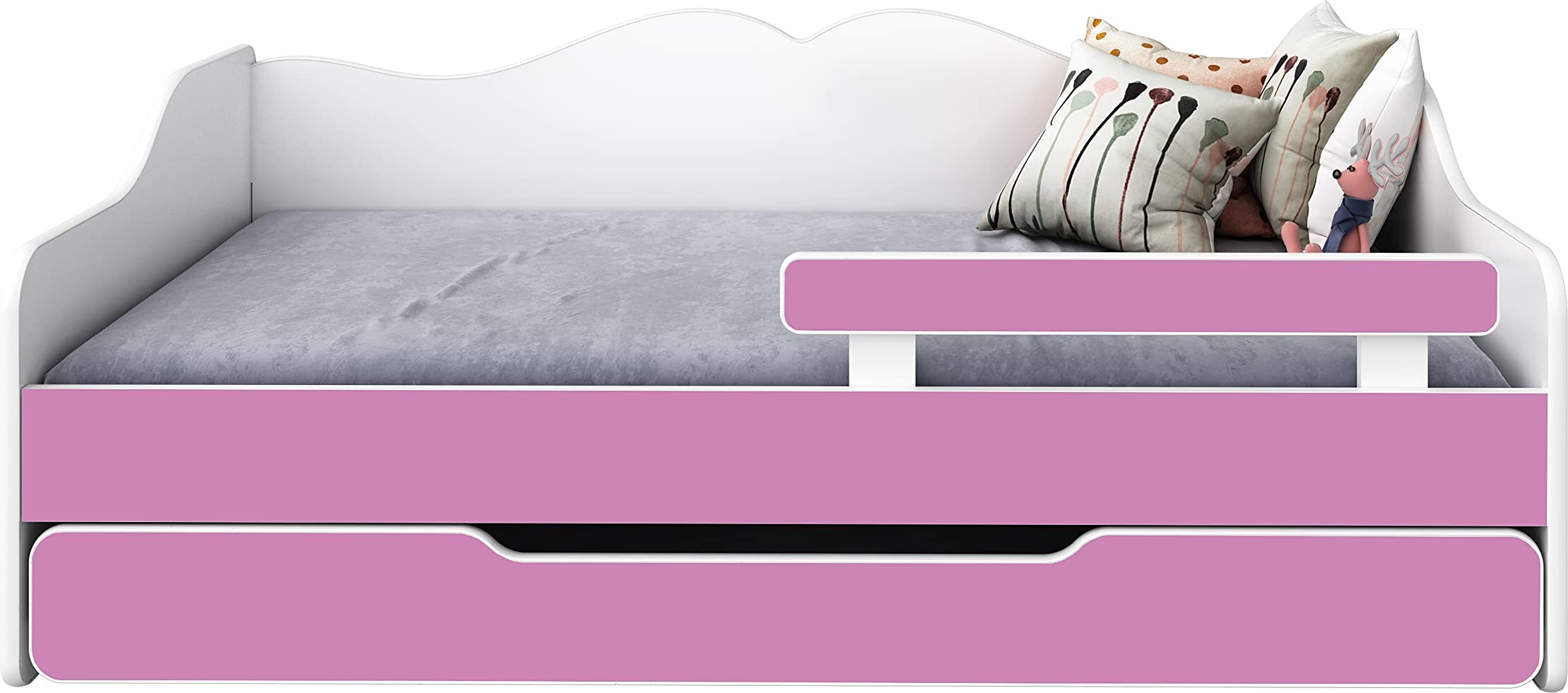 BDW Kinderbett, Jugendbett, Doppelbett mit Lattenrost, Rosa, 160 x 70 cm