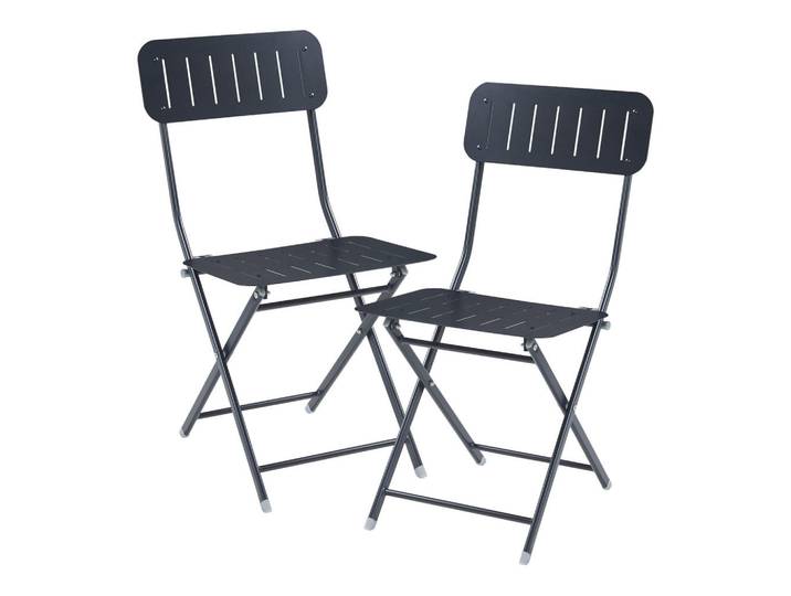 [en.casa] Gartenklappstuhl-Set 2 Tlg. Sande, Schwarz, Metall, 42x84.5x50 cm, Gartenmöbel, Gartensessel, Gartenklappstühle