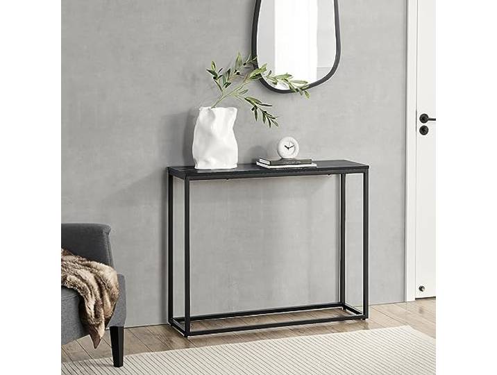 [en.casa] Konsolentisch Kittilä Sideboard 80 x 100 x 30 cm Flurtisch Beistelltisch Büro Wohnzimmer Industrial Schwarz/Marmoroptik