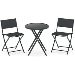 Helloshop26 - Set aus 3 klappbaren Bistrotischen für die Terrasse 60 cm Durchmesser praktisch und attraktiv schwarzes Metall 20_0017888