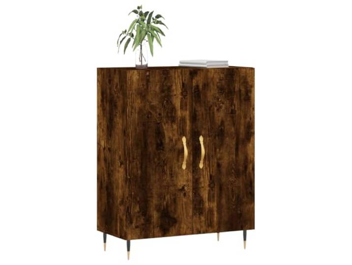 KTHLBRH Anrichte Eiche Rauch 69,5 x 34 x 90 cm Holz mehrschichtig Metallfüße, großer Stauraum, Ausstellungsfläche, inklusive Wandbefestigung