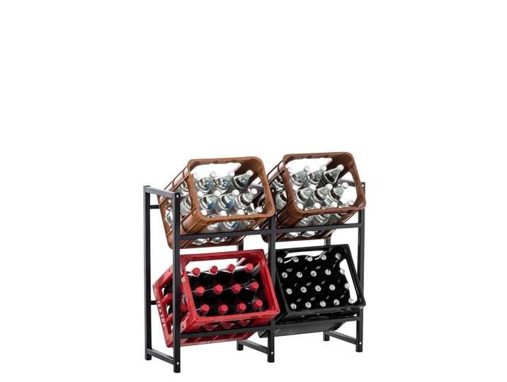 CLP Kastenständer Metall schwarz, Schwarz, 91x75x31 cm, Weinregale