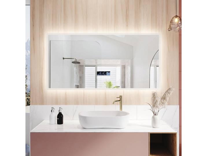 SIRHONA Miroir de Salle de Bain LED Anti-buée Miroir avec éclairage LED Miroir Cosmétiques Mural avec 3 températures de Couleur