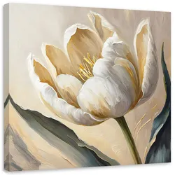 LEINWANDBILD Tulpenblüten beige gemalt 30x30cm