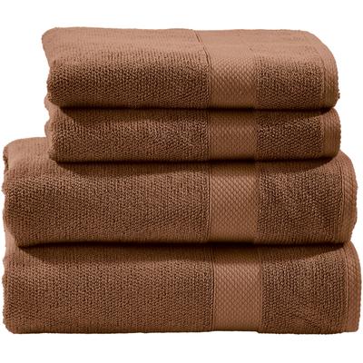 Handtuch Set DONE. "Deluxe 2x Handtücher (50x100 cm), 2x Duschtücher (70x140 cm)", braun (cognac), 4 Stk., Zwirnfrottee, Zwirnfrottee, Obermaterial: 100% Baumwolle, Handtücher, aus hochwertigem Zwirnfrottier