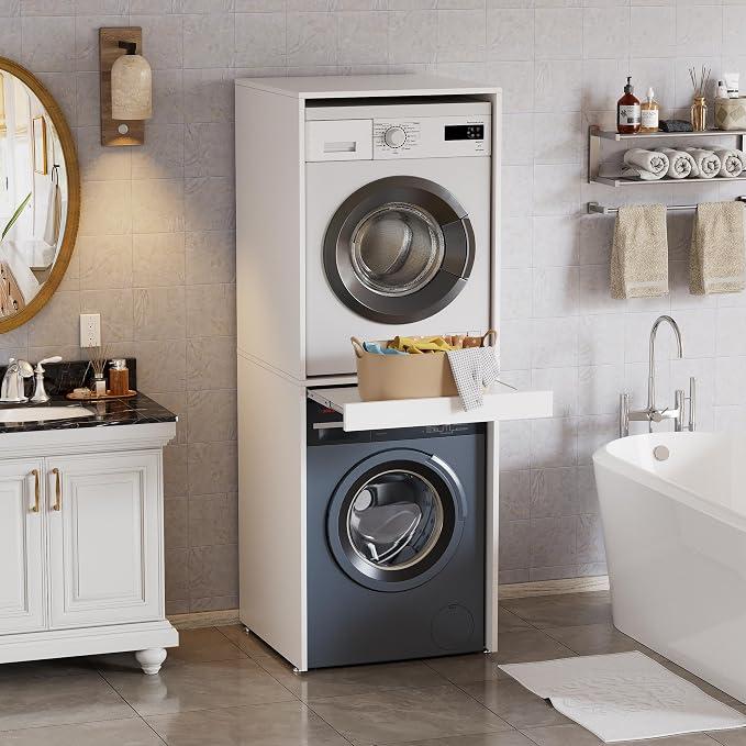 Upgrade Waschmaschine Trockner Schrank mit Ausziehbrett,Strukturelle Verstärkung,Waschmaschinenschrank-Überbauschrank für Waschmaschine & Wäschetrockner,180*65*66cm,Tragfähigkeit 100 kg,Kein Schütteln
