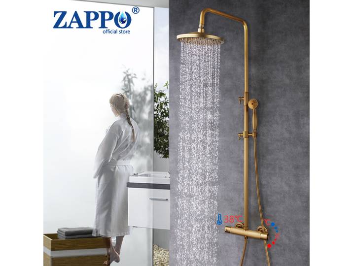 ZAPbagstatique-Ensemble de douche en laiton antique, douche à effet pluie, grue de centre commercial