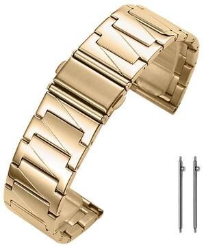 Everyday Crate 22mm Stainless Steel Watch Band XDfind Stepped Adjustable Metal Watch Strap gold