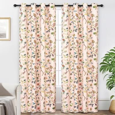 "DriftAway Lauren Colorful Watercolor Tree Pattern Blackout Lined Grommet Window Curtain - 52"" Width X 102"" Length"