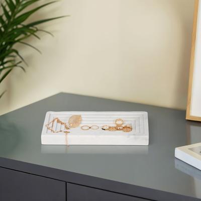 "Sagebrook Home 10"" Haci White Marble Tray, Rectangle - 10"" x 5"" x 1"""